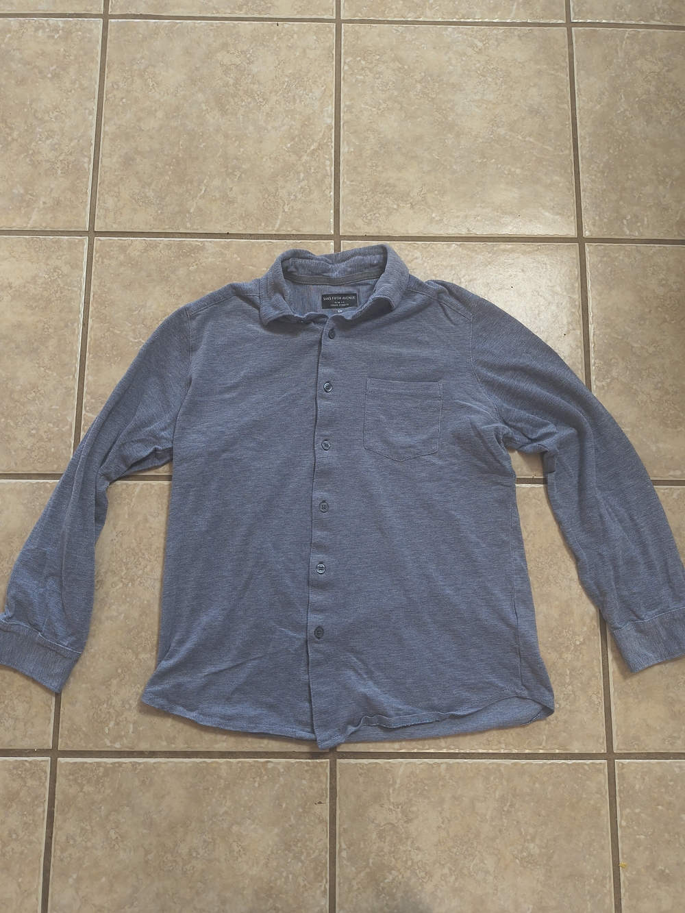 Saks Fifth Avenue Mens Small Tailor Vintage Heathered Blue Casual Button-Down